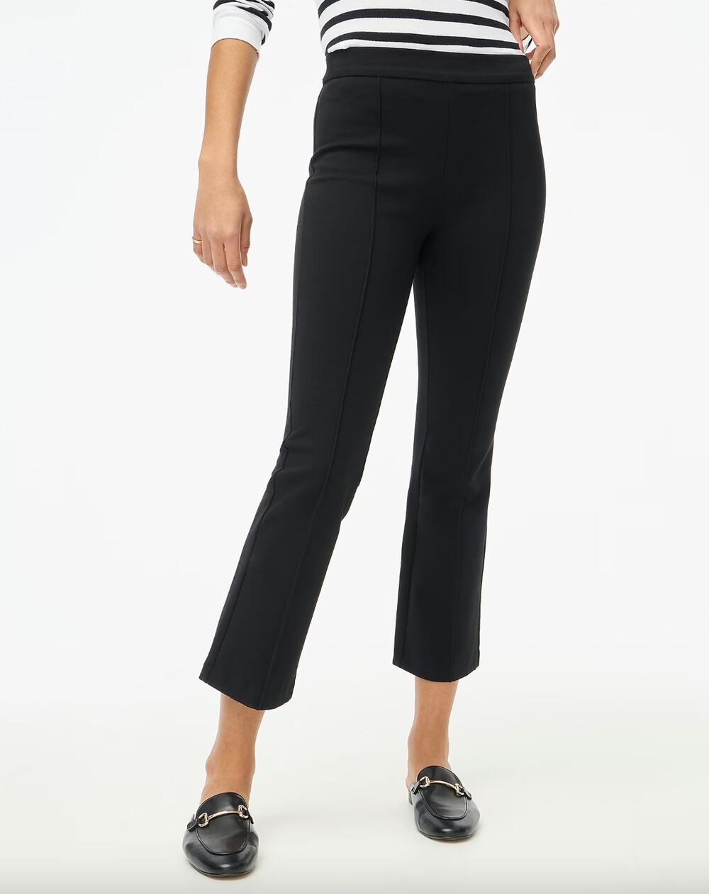 J.Crew Petite Crop Flare Ponte Pant Stretch Knit Black Classic Comfort US 4P NWT